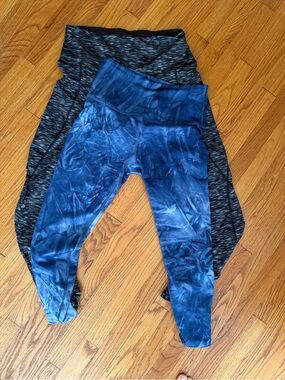 Beyond Yoga Blue Tie-Dye & Black Hyper-Space Leggings Duo